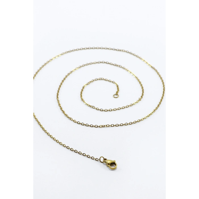 316L Paslanmaz Çelik Zincir Gold Renkli 60cm, Yedek İnce Zincir