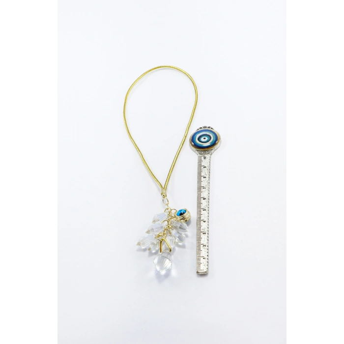 Sun Catcher Arabası Dikiz Ayna Süsü Kristal Salkımlı, Metal çift Taraflı Nazar Boncuklu