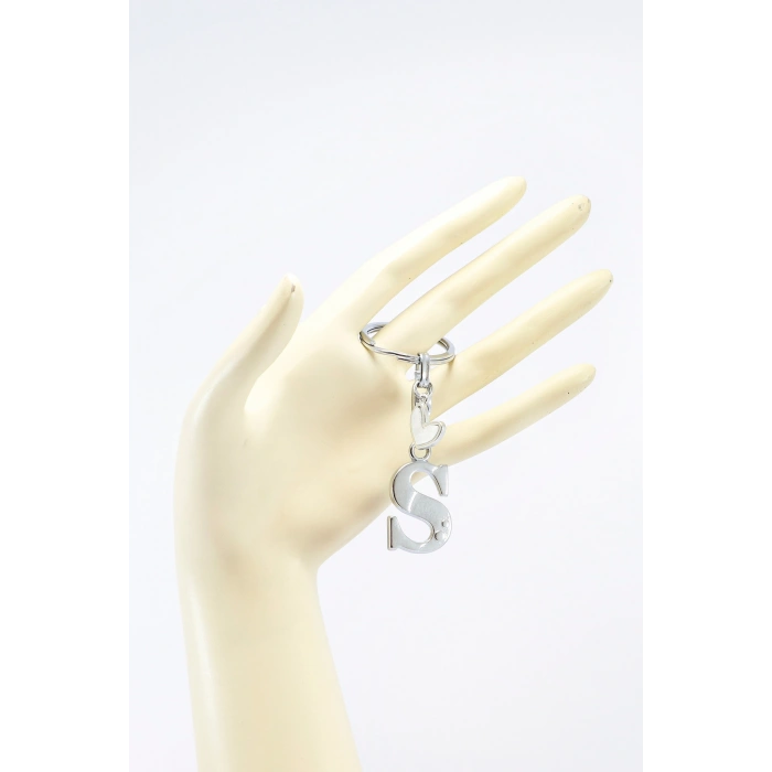 Gümüş Renkli Metal S Harfi Anahtarlık, Modern Stil Metal Kalp