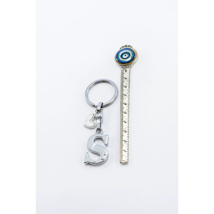 Gümüş Renkli Metal S Harfi Anahtarlık, Modern Stil Metal Kalp