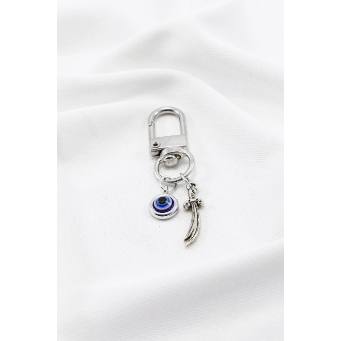 Metal Nazar Boncuğu Metal Minik Zülfikar Kılıç Süsü Charm Çanta Süsü Anahtarlık