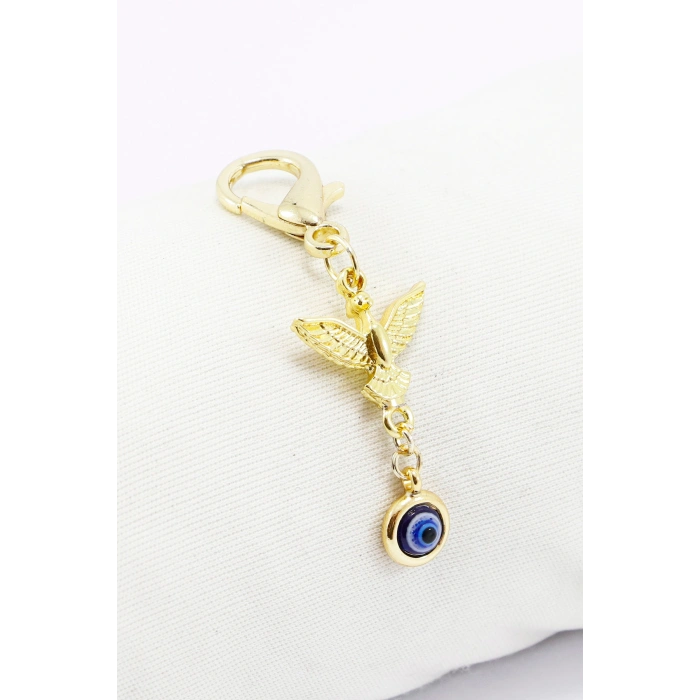 Metal Anka Kuşu Nazar Boncuğu Klipsli Cüzdan Süsü Charm Çanta Süsü Anahtarlık