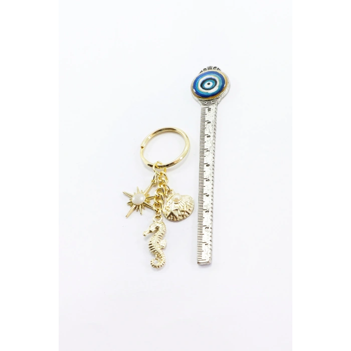 Deniz Esintili Işıltılı Metal Küçük Charm Anahtarlık Deniz Atı Deniz Kabuğu Çanta Süsü