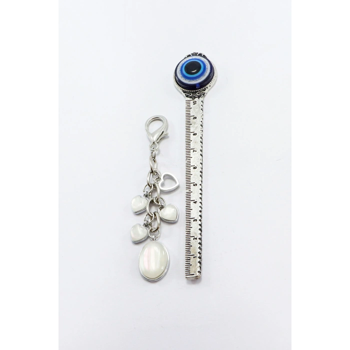Taşlı Kalpli Metal Klipsli Cüzdan Süsü Charm Çanta Süsü Anahtarlık