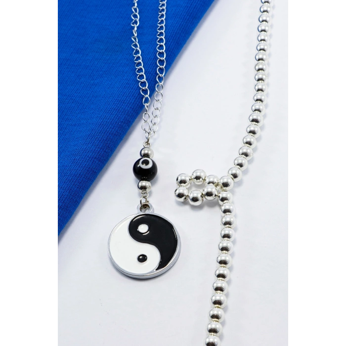 Metal Yin Yang Siyah Cam Nazar Boncuğu Araba Dikiz Ayna Süsü, zincirli Yeni Araba Hediyesi