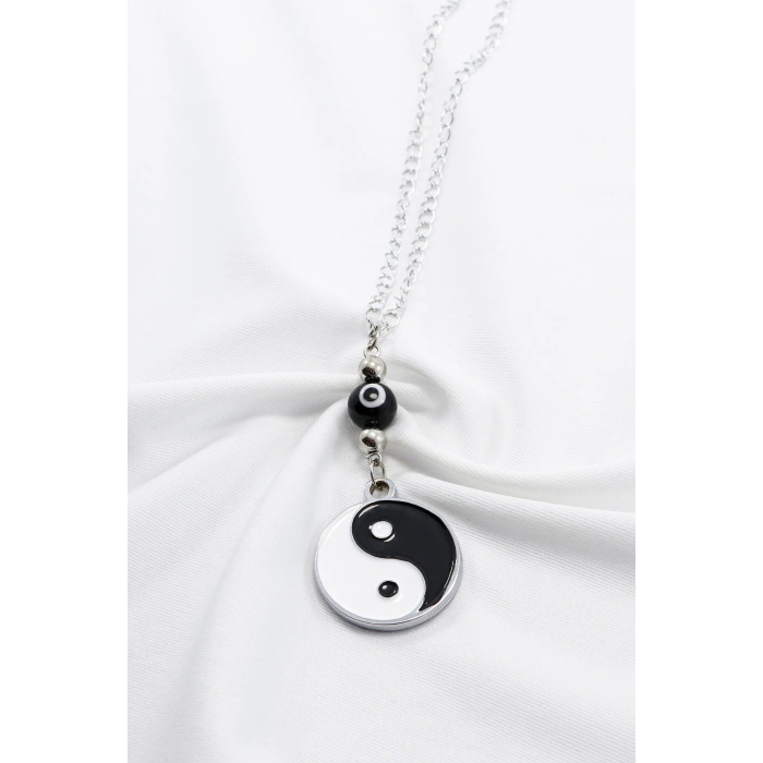 Metal Yin Yang Siyah Cam Nazar Boncuğu Araba Dikiz Ayna Süsü, zincirli Yeni Araba Hediyesi