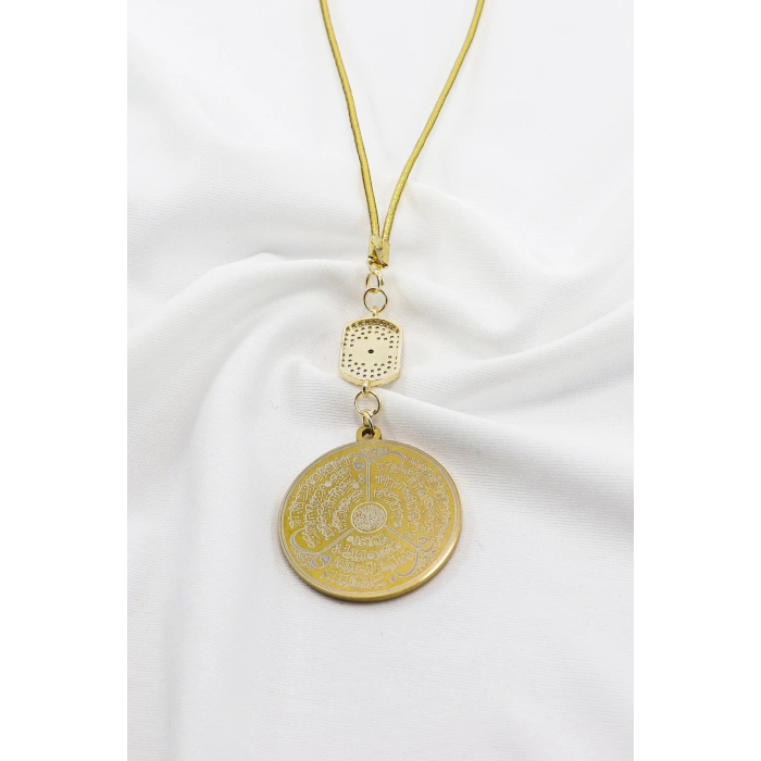 Zirkon Kuzey Yıldızı Gold Renkli 316L Çelik Ayetel Kürsi Felak Nas İhlas Araba Ayna Süsü
