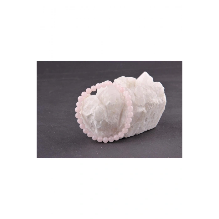 Doğal Taş Pembe Kuars Bileklik 6mm