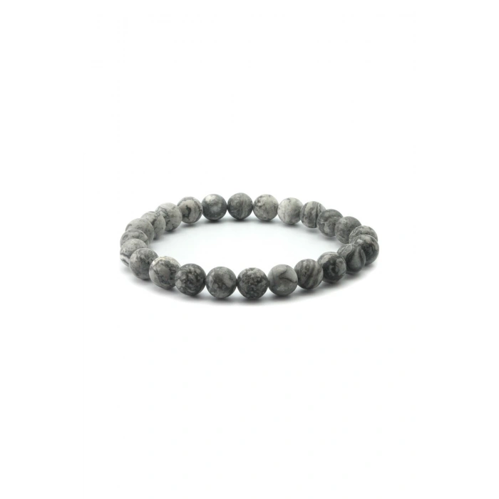 Gri Jasper Doğal Taş Bileklik - 8 mm