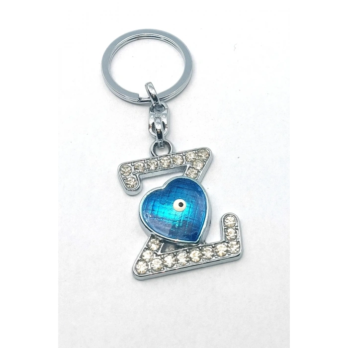 Metal Kristal Taşlı Harf Anahtarlık , Z Harfi