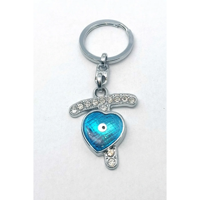 Metal Kristal Taşlı Harf Anahtarlık , T Harfi