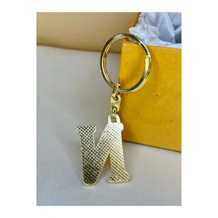 KİŞİYE ÖZEL TAŞLI N HARFLİ ANAHTARLIK GOLD RENK