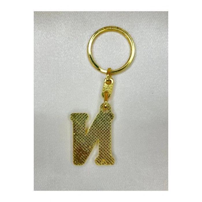 KİŞİYE ÖZEL TAŞLI N HARFLİ ANAHTARLIK GOLD RENK