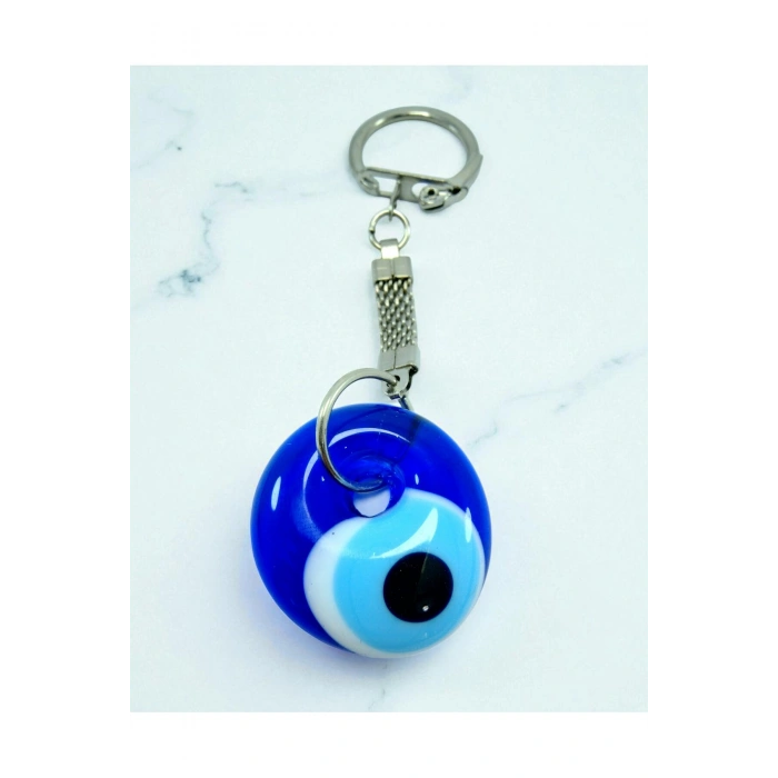 Nazar Boncuğu El Yapımı Cam Hediyelik Anahtarlık Boncuk 3,5cm