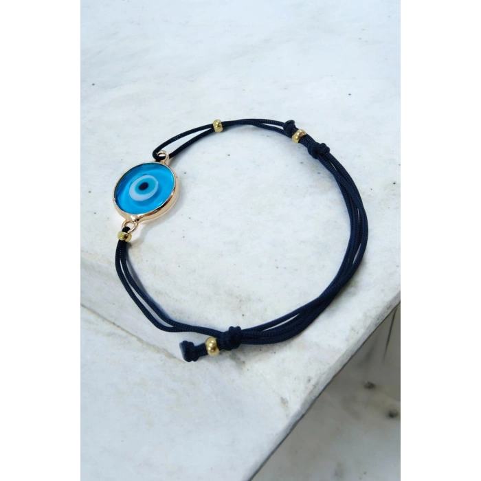 El Yapımı Jakarlı Cam Turkuaz Nazar Boncuğu Asansör Bileklik