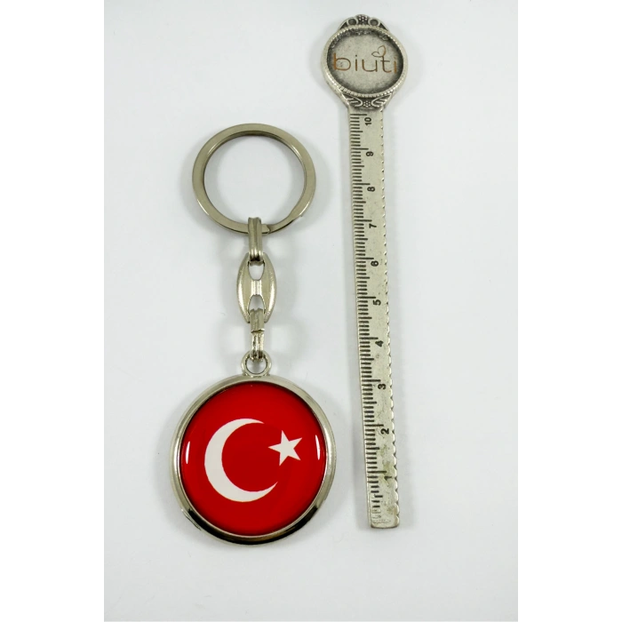 Gümüş Renk Halkalı Ay Yıldızlı Anahtarlık, Yeni Hediyelik Anahtarlık