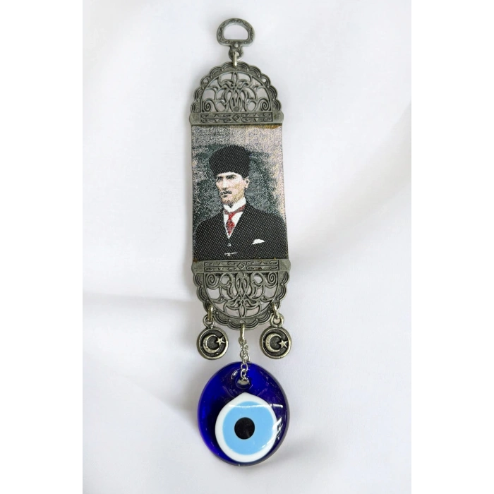 Nikel Kaplamalı Salkım El Yapımı Cam Nazarlı M. Kemal Atatürk Duvar Süsü Hediyelik Dekor