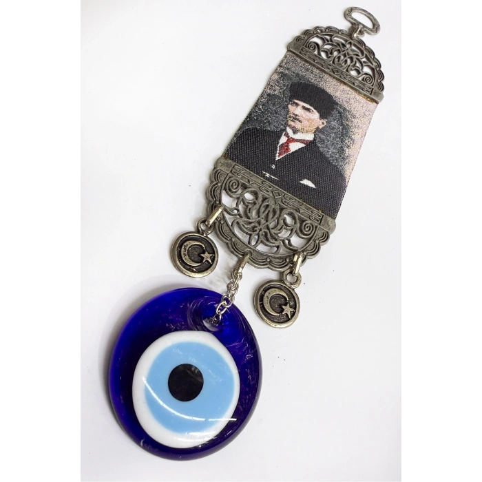 Nikel Kaplamalı Salkım El Yapımı Cam Nazarlı M. Kemal Atatürk Duvar Süsü Hediyelik Dekor