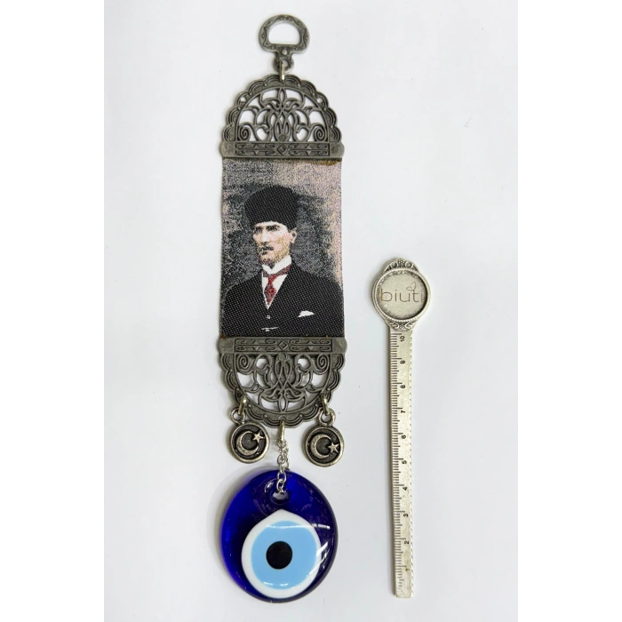 Nikel Kaplamalı Salkım El Yapımı Cam Nazarlı M. Kemal Atatürk Duvar Süsü Hediyelik Dekor