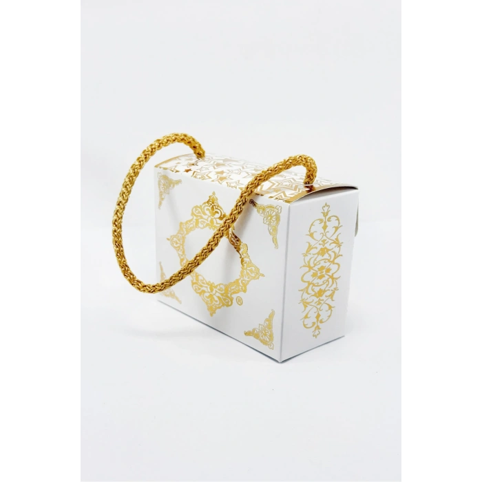 Gold Yıldız Yaldızlı Şık İpli Mevlid, Nikah, Nişan, Baby Shower Hediyelik Kutu