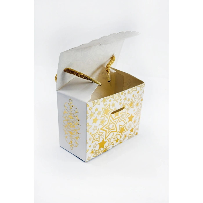 Gold Yıldız Yaldızlı Şık İpli Mevlid, Nikah, Nişan, Baby Shower Hediyelik Kutu