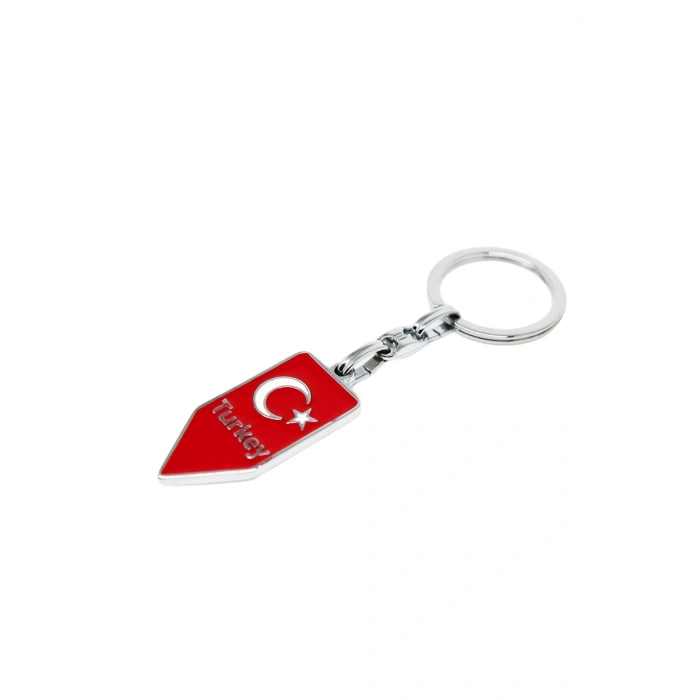 Gümüş Renk Halkalı Ok Şekilli Ay Yıldızlı Anahtarlık, Hediyelik Çanta Süsü