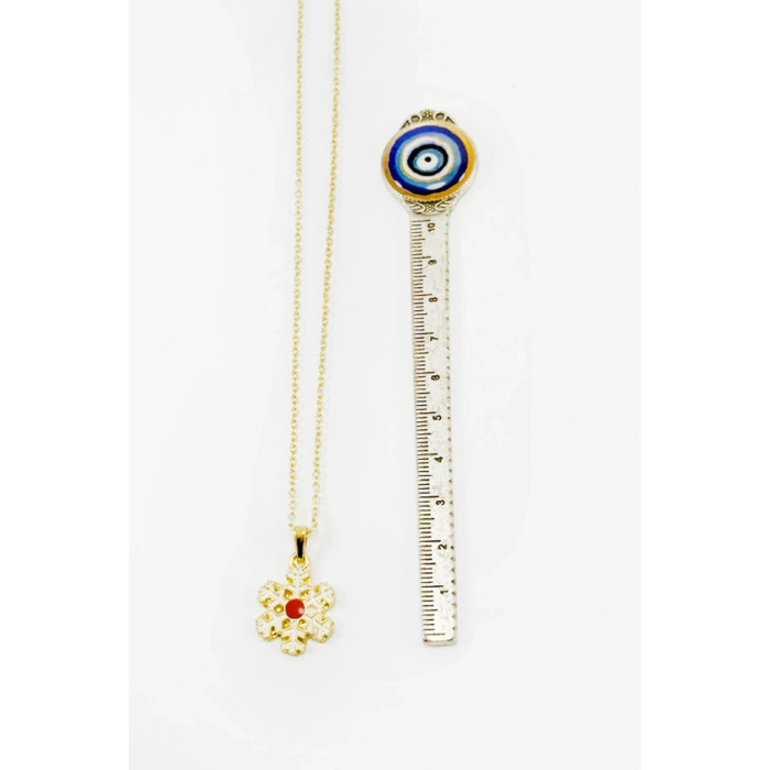 Gold Yılbaşılı Kar Tanesi Figürlü Kolye, Hediyelik Christmas Kolye (45 cm)