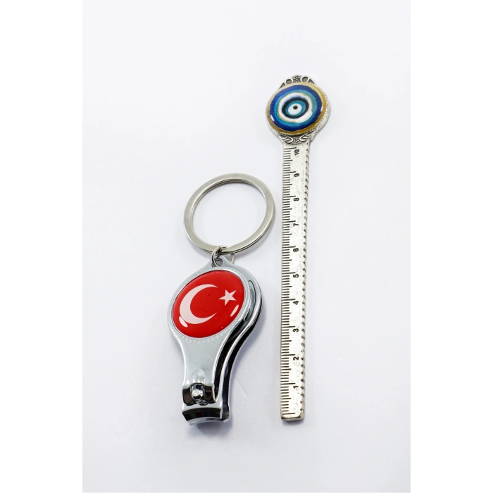 Türk Bayrağı Tırnak Makası Şişe Açacağı Anahtarlık, Hediyelik Çanta Süsü