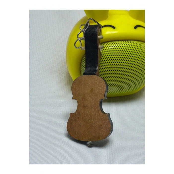 Mini Keman Tasarımlı Ahşap Anahtarlık, Çanta & Cüzdan Aksesuarı