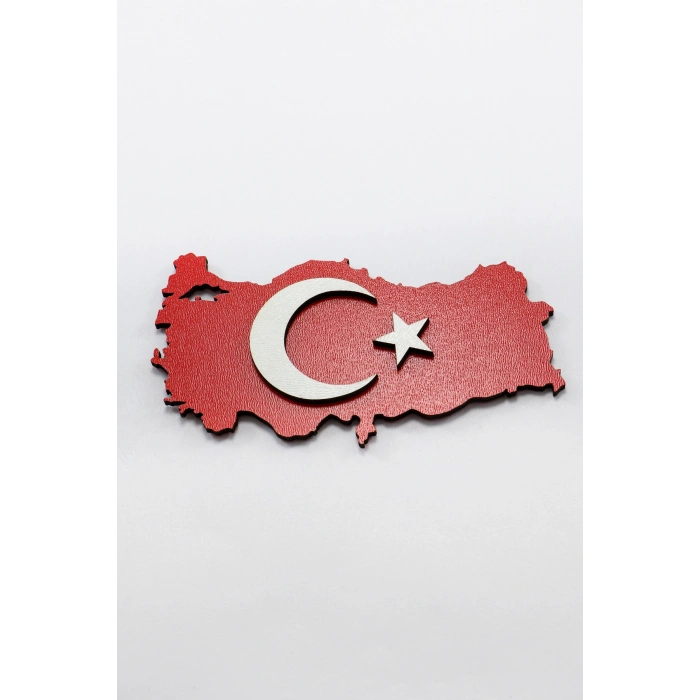 Ahşap Türk Bayrağı Türkiye Haritası Magnet, Bolluk, Hediyelik Aksesuar