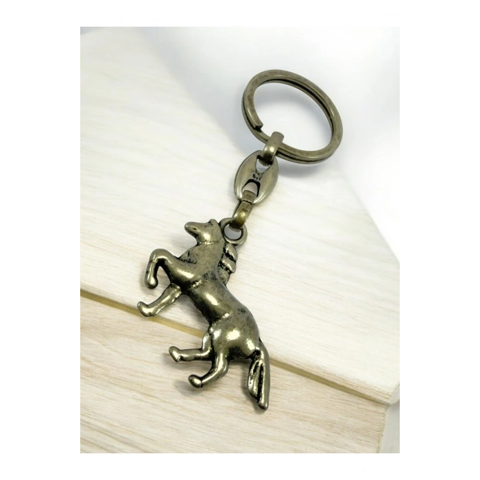 Metal At Çift Taraflı Anahtarlık, Hediyelik Çanta Süsü