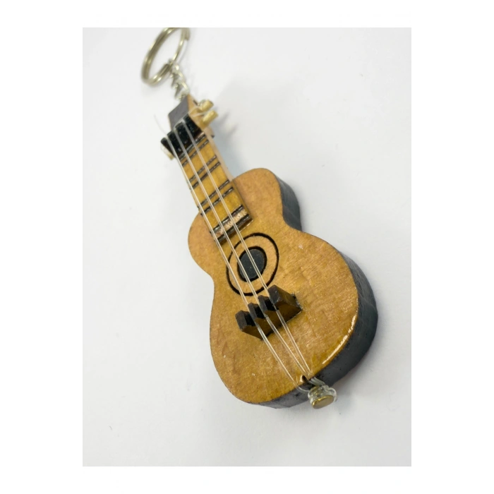 El Yapımı Ahşap Gitar Anahtarlık, Hediyelik Çanta Süsü