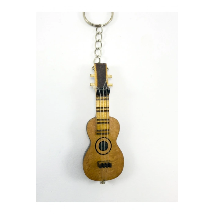 El Yapımı Ahşap Gitar Anahtarlık, Hediyelik Çanta Süsü