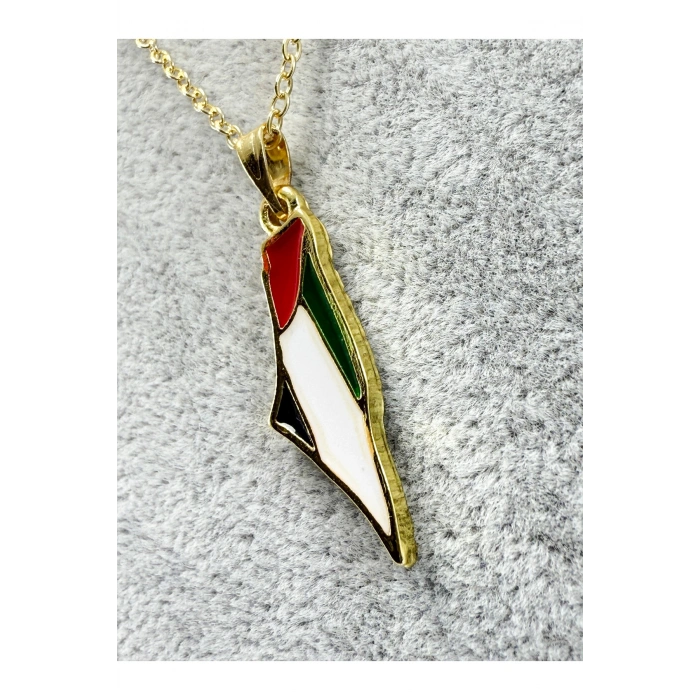 Gold Filistin Bayrağı Kolye, Hediyelik Kolye 45 cm