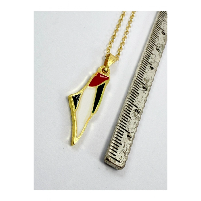 Gold Filistin Bayrağı Kolye, Hediyelik Kolye 45 cm