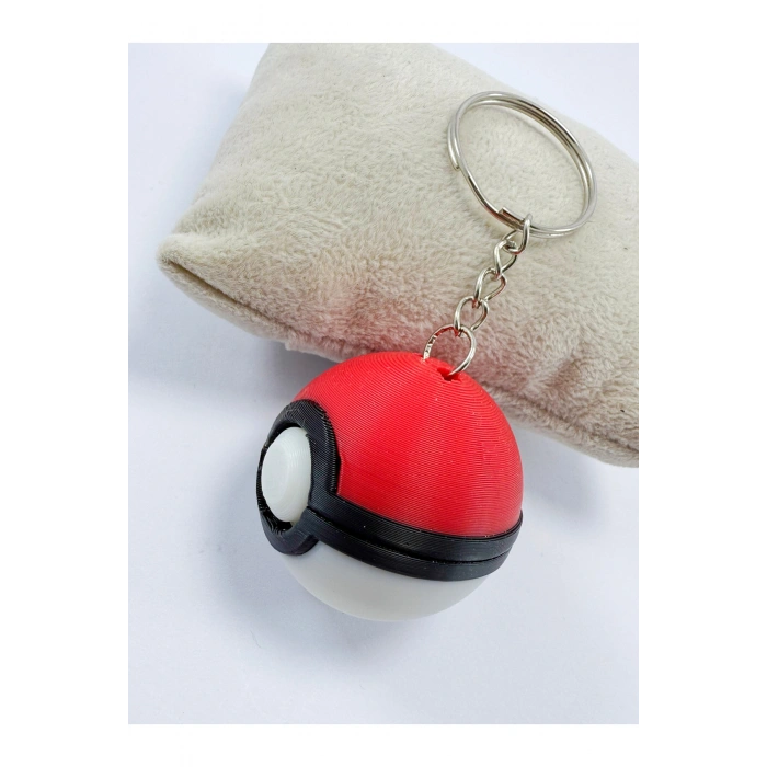 3D Kırmızı Beyaz Pokemon Anahtarlık, Hediyelik Çanta Süsü