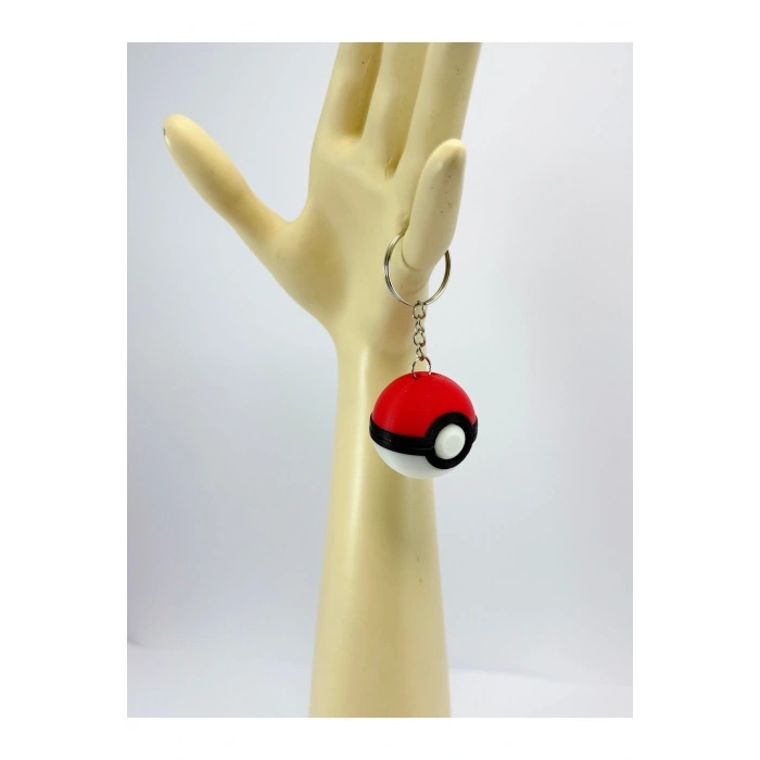 3D Kırmızı Beyaz Pokemon Anahtarlık, Hediyelik Çanta Süsü