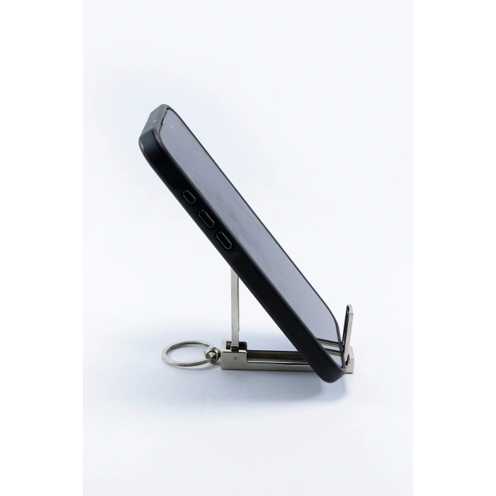 Telefon Tutucu Gümüş Renkli Metal Anahtarlık
