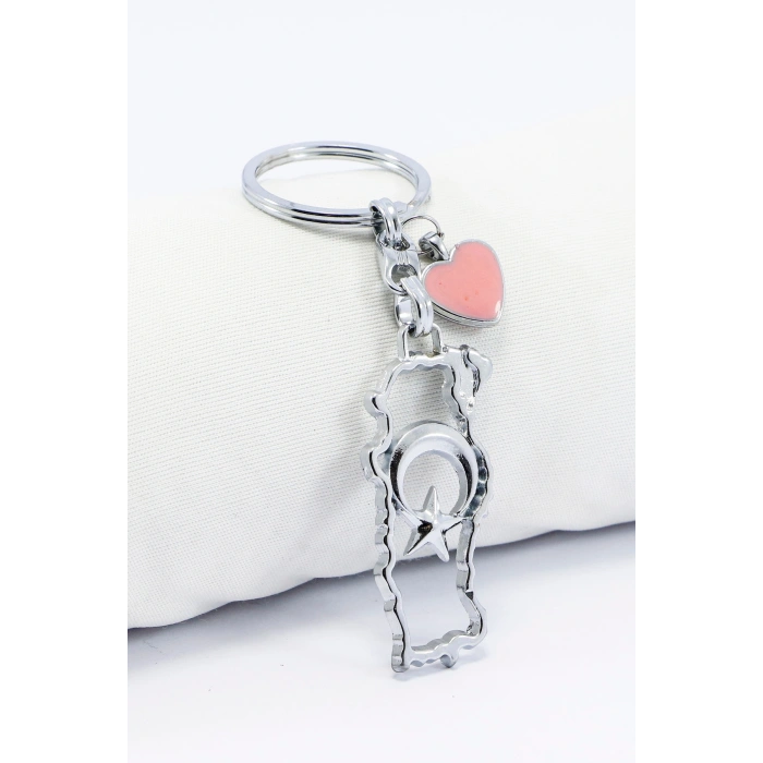 Metal Ajurlu Türkiye haritası Anahtarlık, Pembe Metal Kalpli Küçük Çanta Süsü