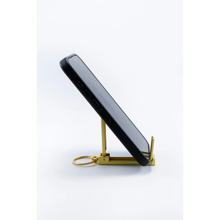 Telefon Tutucu Gold Renkli Metal Anahtarlık, Şık Hediyelik Anahtarlık