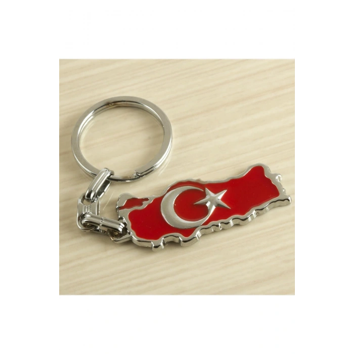 NRZSNT Ay Yıldız (10433) Metal Anahtarlık-Kırmızı