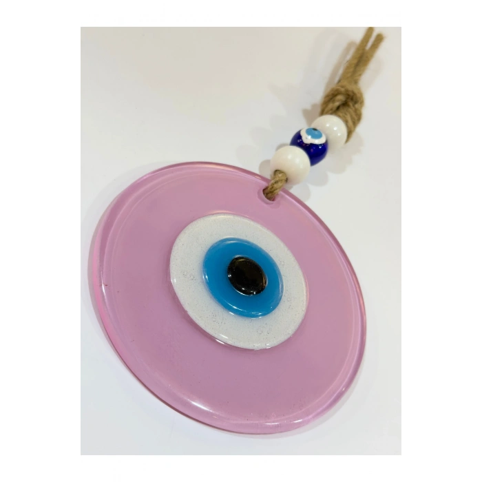 El Yapımı Opak Toz Pembe Füzyon Cam Duvar Dekoru Hediyelik Nazar Boncuğu