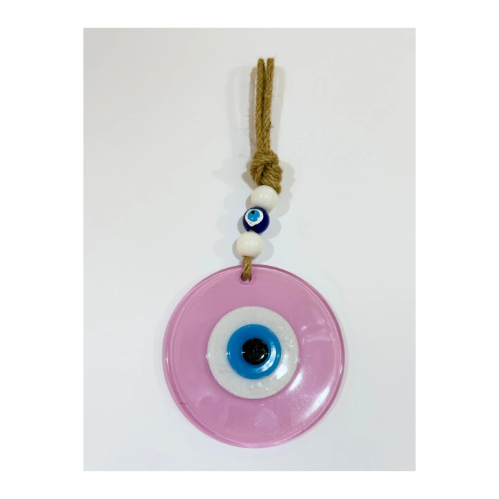 El Yapımı Opak Toz Pembe Füzyon Cam Duvar Dekoru Hediyelik Nazar Boncuğu