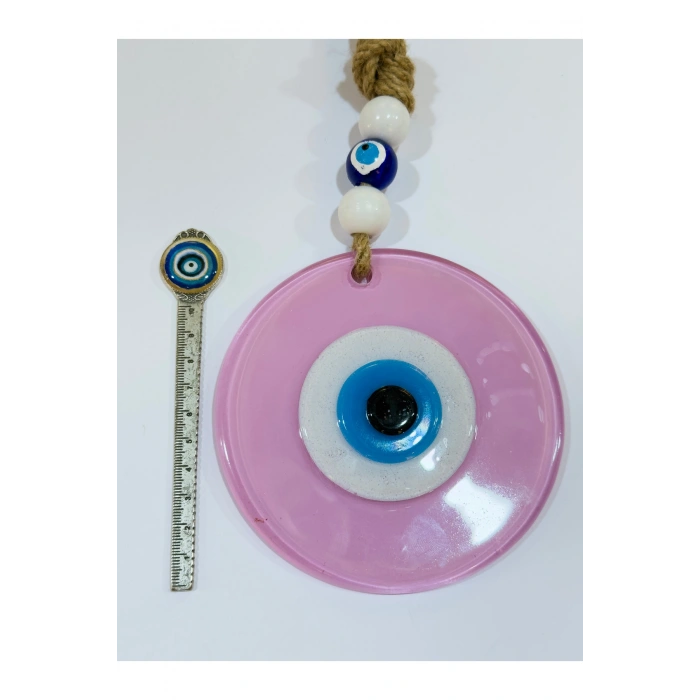 El Yapımı Opak Toz Pembe Füzyon Cam Duvar Dekoru Hediyelik Nazar Boncuğu