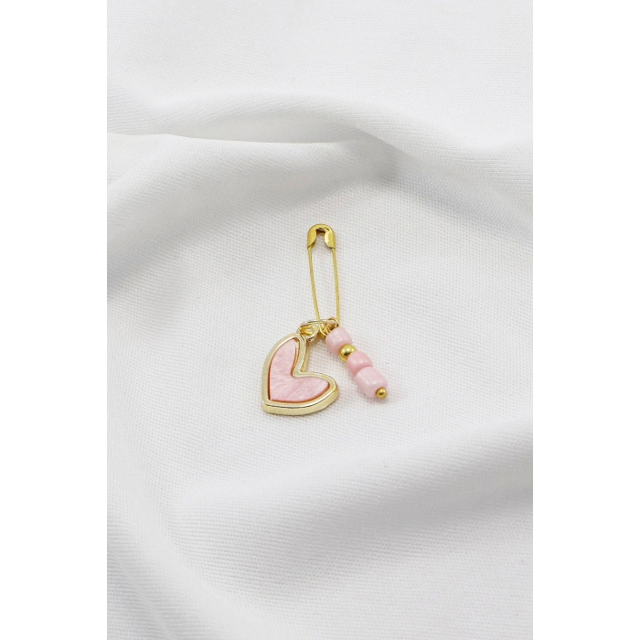 1 Adet Pembe Kalp Boncuk Çengelli İğne, Nişan, Düğün, Mevlit ve Hediye Paketi Aksesuarı