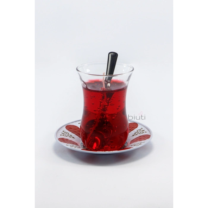 1 Adet İstanbul Hatırası Mum Çay Bardağı Çay Tabağı, Nostaljik Hediyelik