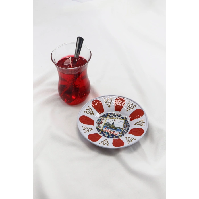 1 Adet İstanbul Hatırası Mum Çay Bardağı Çay Tabağı, Nostaljik Hediyelik