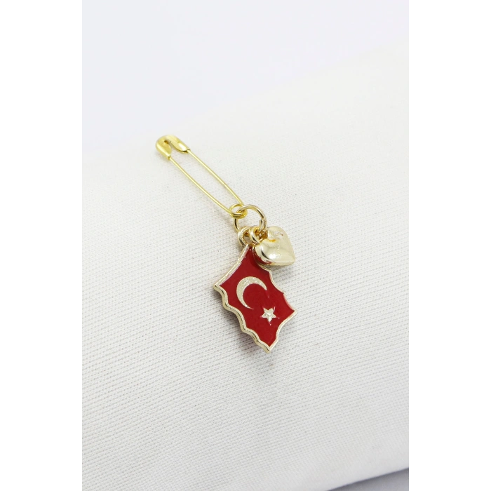 1 Adet Kırmızı Türk Bayrağı Ay Yıldız Çengelli İğne, Nişan, Düğün, Mevlit ve Hediye Paketi Aksesuarı