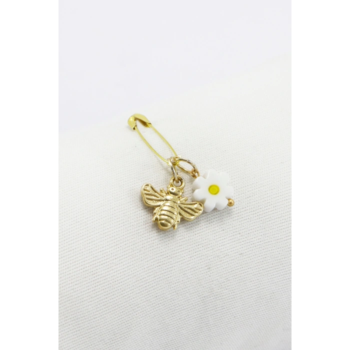 1 Adet Papatya Metal Arı Çengelli İğne Süsü, Baby Shower, Mevlit, Hediyelik ve Bohça Aksesuarı