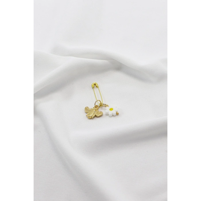 1 Adet Papatya Metal Arı Çengelli İğne Süsü, Baby Shower, Mevlit, Hediyelik ve Bohça Aksesuarı